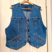 90’s Vintage Lizwear Women's Denim Vest w/ Pockets, Size L picture