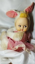Vtg Knickerbocker Animals Of Distinction Rubber Face Bunny Doll Plush 1950s picture