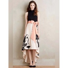 Anthropologie Moulinette Soeurs Sumi Gown Size 8 Black Floral Maxi Dress *READ picture