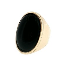 Late 20th-Century 14 Karat Yellow Gold Black Onyx Bold Ring picture