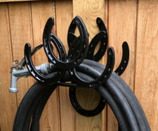 Farmhouse Metal Horseshoe Garden Hose Holder | Rustic Outdoor Decor | Country picture