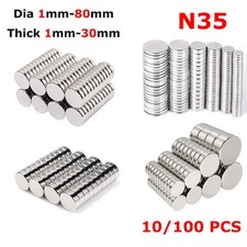 Super Strong Round Disc Magnets Rare Earth NdFeB Magnet N35 Dia 1mm - 80mm picture