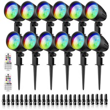 15W RGB Landscape Lighting with Remote for Yard Garden (12 Pack) picture