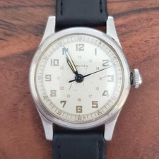 1940s Vintage Longines 10L Military Style Mechanical Wristwatch 24HR Dial, Steel picture