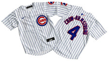 ​​Tariffs​ Free YOUTH'S Cubs #4 Pete Crow-Armstrong White Stripe Sewn Jersey. picture