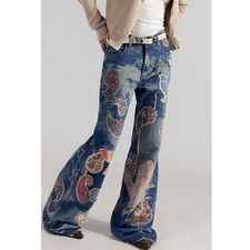 Free People Flying High Patched Jeans Patchwork Embroidered Free Birds 26 NWT picture