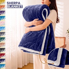 Sherpa Bed Blanket 480GSM Plush Blanket Fleece Reversible Blanket Hafa Bedding picture