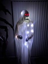 Gemmy Halloween Life Size 6ft Strobing Ghostly Grim Reaper Who Can It Be Now picture