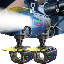2x Bicycle Headlight 1100LM Yellow/White Dual Beam with Wireless Remote Control picture