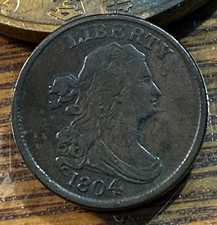 1804 C-6 Spiked Chin Half Cent Nice Original Choice VF Terminal Die State CHRC picture