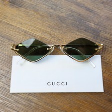 Gucci GG1604S 001 53mm Geometric Sunglasses in Gold/Gray Lens with Velvet case picture