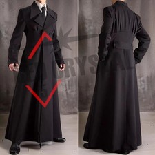 New Men's Gothic Wool Overcoat Double Breasted Long Trench Jacket fast shipping picture