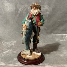 Christmas Traditions 9 Inch Fisherman Santa Figurine with Fish & Pole Flaw picture
