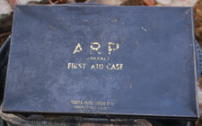 Vintage WWII ARP black metal First Aid Case -- labelled 
