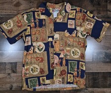 Vintage Hilo Hattie Hawaiian Camp Shirt Mens Large Hawaii Music Luau Guitars 80s picture