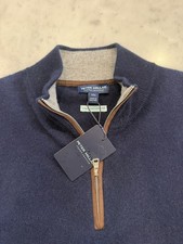 NWT Peter Millar Crown Crafted Cashmere Flex 1/4 Zip Sweater Navy Blue XXL picture