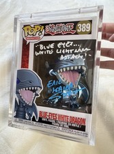 Funko Pop Yu-Gi-Oh Blue Eyes White Dragon 389 Signed & Quote Eric Stuart PSA  picture