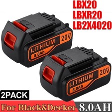 2 PACK For Black & Decker 20 V Lithium-ion 8.0Ah MAX Battery LBXR20 LB2X4020 US picture