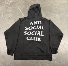 Anti Social Social Club Men's Black Pullover Hoodie Logo Graphic Print Pockets picture
