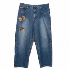 Southpole Authentic Collection Baggy Patch Jeans Blue Denim Mens 40 Vintage Y2K picture