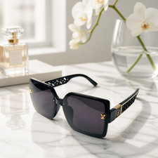 Luxury Oversized Square Sunglasses for Women, Black Designer Shades, Fashion picture