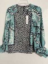 NWT Chico’s Women Grape Sleeve Shirt Nula Bells Long Sleeve Size 8 Blouse # 351 picture