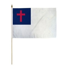 12x18 Inches 12 x18 Christian Stick Flag wood Staff PREMIUM 100D FABRIC picture