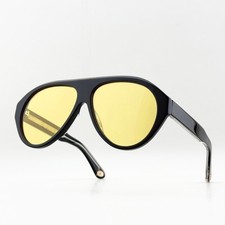 Gucci GG0479S Aviator Sunglasses Black Frame Yellow Lens Unisex Italy 60-16-145 picture