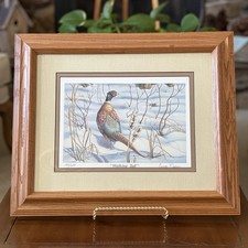 Vintage Cyndi Nelson “Walking Tall” Signed Numbered Pheasant Print Frame 141/600 picture