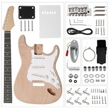 Unfinished DIY Strat S Style Electric Guitar Kit (Natural)  No Soldering Needed picture