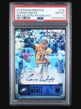 2016 PANINI PRESTIGE ROOKIE SIGNATURES #CW CARSON WENTZ XTRA POINTS BLACK picture