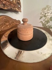 Vintage Hand Carved Wooden Plunger Butter Mold Flower Pattern picture