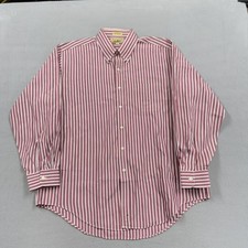 Vintage L.L.Bean Shirt Mens 17.5 34/35 Red Stripe Button Down Hong Kong picture