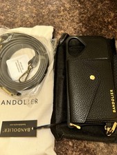 Bandolier Remi Magnet Crossbody Black-Gold Leather Wallet iPhone 16 Plus Case picture