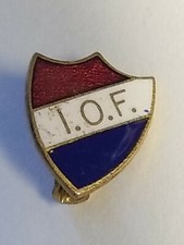 Pin Vtg IOF International Order of Foresters Red Blue Enamel Shield Pin Pinback picture