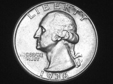 1936-D Washington Quarter --- Almost Uncirculated +++ picture