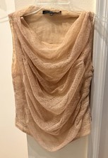 Vintage GUCCI Tom Ford Tan/Beige Lace Lined Sleeveless Top Sz 42 picture
