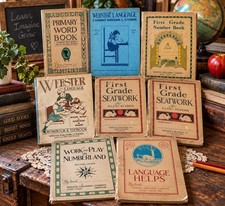 Lot 8 Antique 1920s-1940s Webster School Books Workbooks Education picture