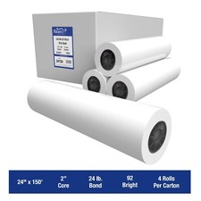 Alliance Wide Format Paper 24� x 150' CAD Bond 92 Bright 24lb. 4 Rolls w/2
