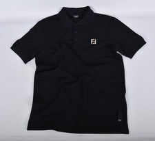 Men's Fendi Black Polo Shirt Small FF Logo Short Sleeve picture