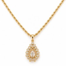 14K Gold Filled Elephant Pendant Necklace With CZ Stones 18 Inch Rope Chain picture