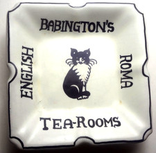 HTF signed FRATELLI MARI DERUTA - BABINGTON'S TEA ROOM - italy - TIP TRAY w/ CAT picture
