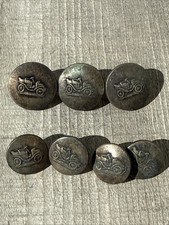 7 Antique Brass Picture Buttons Early Touring Car Automobile Horseless Carriage picture