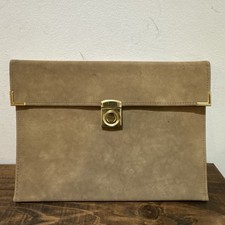 Vintage Hazel USA Suede Portfolio Briefcase Document Organizer Case Folder Beige picture