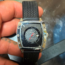 Croton Automatic Men's 44mm Cushion Watch Date 30m Black Rubber Strap picture