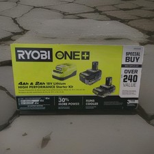 NEW Ryobi ONE+ HP 18V Starter Kit: 2.0 Ah Battery, 4.0 Ah Battery, charger picture