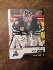 Eric Comrie 2018-19 Upper Deck AHL Auto Manitoba Moose Auto Blue Ink Label picture