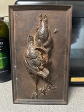 Antique 19thC Cast Iron Hanging Game Birds Relief Plaque Sand Cast Panel Mêne picture