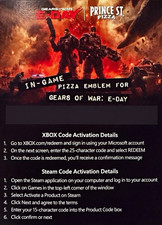 Gears of War: E-Day DLC  - Prince St. Pizza In-Game Pizza Emblem Xbox/PC picture