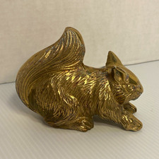 Vintage Brass Squirrel Figurine Woodland Natural Aged Patina Verdigris As-Is picture